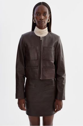 LaMarque LINETTE | Leather Jacket in Dark Brown at Nordstrom, Size Xx-Small