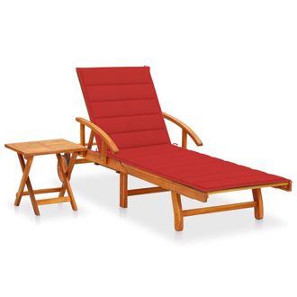 vidaXL Tumbona De Jard&iacute;n Con Mesa Y Coj&iacute;n Madera Maciza De Acacia Vidaxl