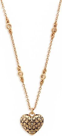 Coach Heart Crystal-embellished Necklace - Gold - One Size