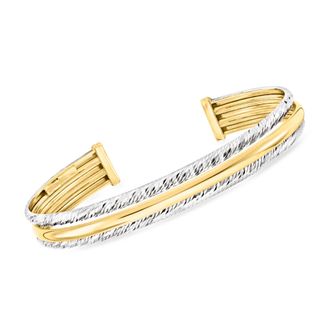 Ross-Simons Italian Sterling Silver and 18kt Gold Over Sterling Cuff Bracelet