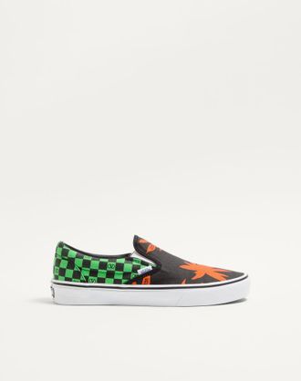 Valentino Garavani Sneaker Slip-On Valentino Garavani And Vans In Tessuto Con Stampa VLogo Checkerboard E Stampa Tropical Leaves Uomo NERO/ROSSO/VERDE 40.5