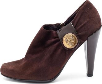 Gucci 110mm suede ankle boots - women - Patent Leather/Suede/Leather/Leather - 38 - Brown