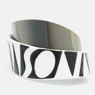 Missoni Monochrome Logo Resin Gunmetal Tone Cuff Bracelet