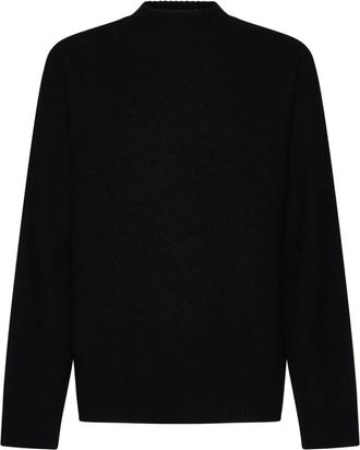 Jil Sander Wollen Trui - Heren - Ronde hals truien - Zwart - XL - Wol - Truien & Vesten