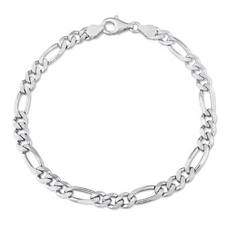 Amour 5.5mm Figaro Chain Bracelet In Sterling Silver, 9 In
