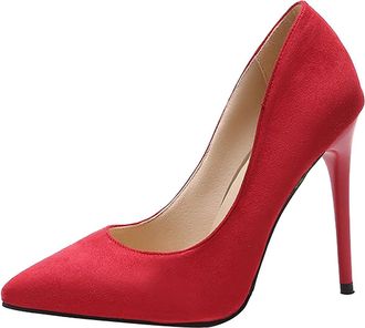 Generic Womens High Heels Closed Pointed Toe Pumps Stiletto Sale Clearance Women Dress Sexy Pump Shoes Wedding Dance Party Size 4 Red