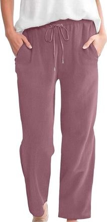 Generic Women S High Waist Long Corduroy Pants Casual Fashion Trousers with Pockets Womens Daily Elastic Waist Straight Solid Color Casual Pants Loose Long Co