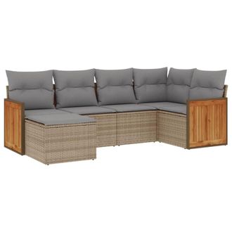 vidaXL Vidaxl - Set Divano Da Giardino 6 Pz Con Cuscini Beige In Polyrattan