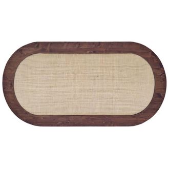 NATYAL Cabecero ovalado de madera rafia natural para cama 135cm tono oscuro