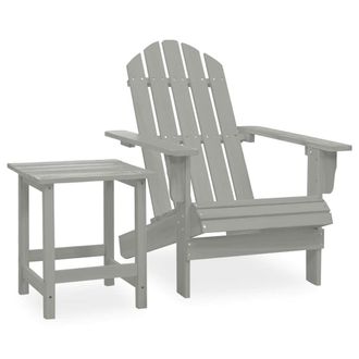 vidaXL Vidaxl - Silla Con Otomana Y Mesa Jard&iacute;n Adirondack Abeto Macizo Gris