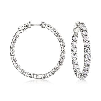 Ross-Simons Lab-Grown Diamond Inside-Outside Hoop Earrings in 14kt White Gold