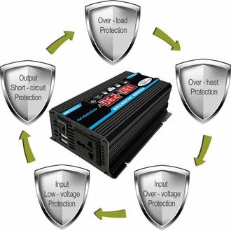 OEM Onduleur Onde Sinuso&iuml;dale Pure - Convertisseur 12 V A 220 V - 4000 W Continu - Para Coche Camion Autocaravana - 2 Tomas Ac + Mando A Distancia - 1 Uni