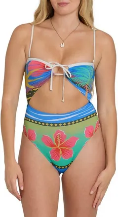 Billabong Midnight Tropics Andrew Cutout High-Leg One-Piece Swimsuit in True Blue at Nordstrom, Size X-Small