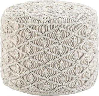 Simpli Home Coates Boho Round Macrame Pouf