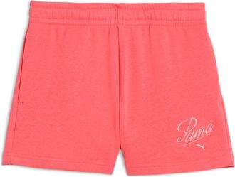 Puma Trainingsshorts PUMA ESS SCRIPT SHORTS G, Damen, Gr. 164, N-Gr, peach frost, Sweatware, Obermaterial: 68% Baumwolle, 32% Polyester, bedruckt, regular 