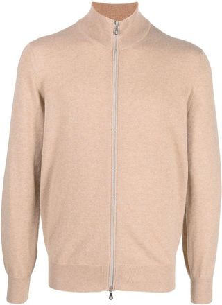 Brunello Cucinelli zip-up cashmere jumper - men - Cashmere - 50 - Neutrals