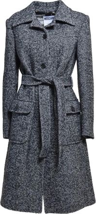 Moschino Cappotto con cintura e motivo pied-de-poule - Nero