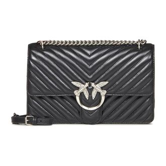 Pinko Pinko - Classic Love Bag One Chevron - Dames - Tassen - Zwart - Maat: ONE Size Leer