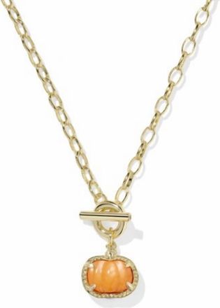 Kendra Scott Womens Pumpkin Link And Chain Necklace In Gold Orange Mother Of Pearl