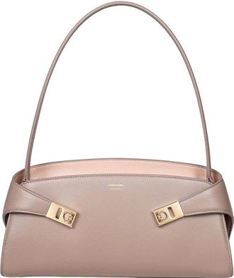 Ferragamo Hug Sh Ew Shoulder Bag In Taupe