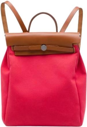 Herm&egrave;s Pre-owned Herbag A Dos - Dames - Vintage Rugzakken - Rood - ONE Size - Leer - Vintage