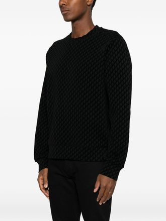 Emporio Armani Monogram-Jacquard Cotton Sweatshirt - Black