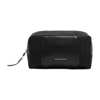 Piquadro Tassen, Dames, Zwart, ONE Size, Leer, Kleine Vanity Case van Waterafstotend Materiaal