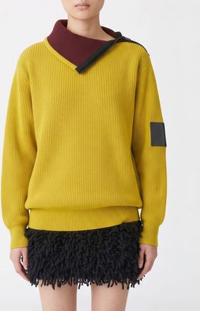 Loewe Relaxed Fit Wool Turtleneck with Side Zip and Patches