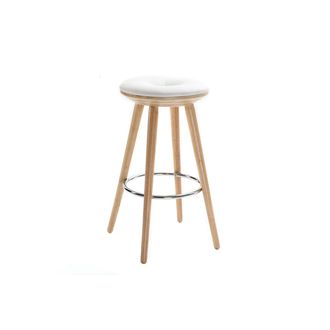 Miliboo Taburete De Bar Escandinavo 65cm Pu Blanco Patas Madera Clara Nordeco