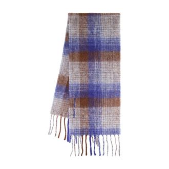 Sams&oslash;e & Sams&oslash;e Plaid Wool Scarf - Blue