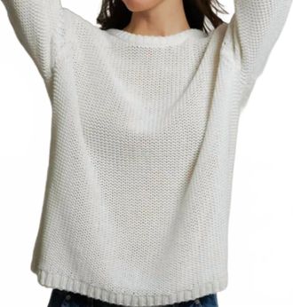 perfectwhitetee Margaret Boxy Crewneck Sweater In White