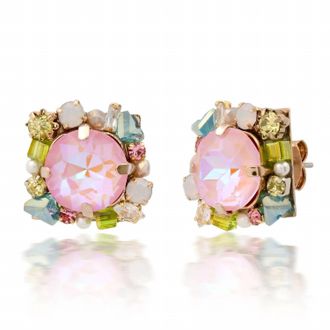 Tai Jewelry Womens Gemmy Bezel Set Studs In Pink