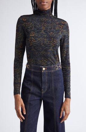 Ulla Johnson Aurelia Funnel Neck Jersey Top in Desert Jasper at Nordstrom, Size Medium