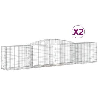 Berkfield Home Arched Gabion Baskets 2 pcs 400x50x80/100 cm Galvanised Iron in Silver