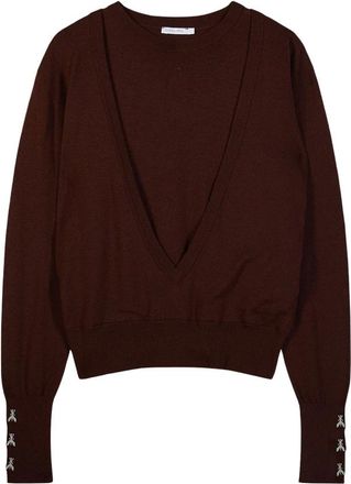 Patrizia Pepe Truien & Vesten, Dames, Bruin, S, Wol, Wool V-neck Sweater