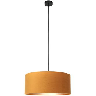 Steinhauer Steinhauer - Sienna Sparkled Light Cylindrical Pendant Ceiling Light Matt Black, Gold Colored Shade