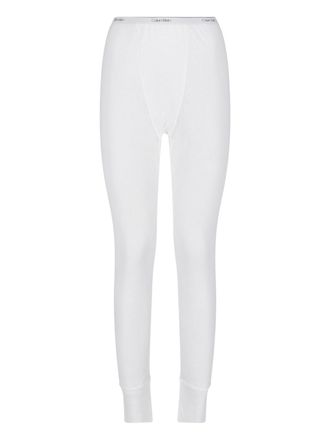 Calvin Klein White Slim-Fit Ribbed Cuff Logo Trousers