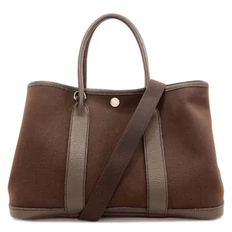Herm&egrave;s Dark Brown Toile Officier Tote Bag (Pre-Owned)