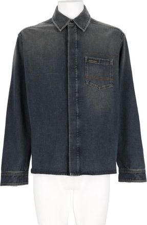 Golden Goose Faded Dark Blue Classic Collar Cotton Jacket