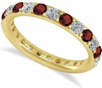 Allurez Diamond & Garnet Eternity Wedding Band 14k Yellow Gold (1.50ct)