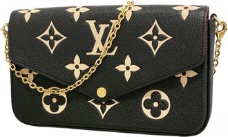 Louis Vuitton Beige Black Chain/Shoulder Wallet (Pre-Owned)