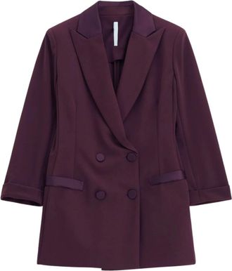 Imperial Double-breasted Blazer - Dames - Blazers - Paars - 2XS - Leer - Jassen