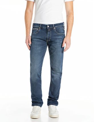 Replay Straight-Jeans REPLAY GROVER, Herren, Gr. 34, L&auml;nge 32, blau (dunkelblau 924), Denim/Jeans, Obermaterial: 99% Baumwolle, 1% Elasthan, straight fit lan