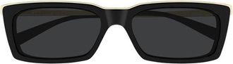 Saint Laurent SL766001 Rectangle Full Rim Sunglasses - Black