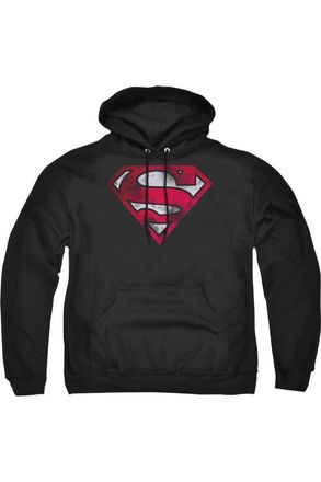 Gildan Superman war-torn Shield Adult Pull Over Hoodie / Hooded Sweatshirt