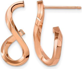 Diamond2Deal 14k Rose Gold Polished Twisted Drop Dangle Earrings
