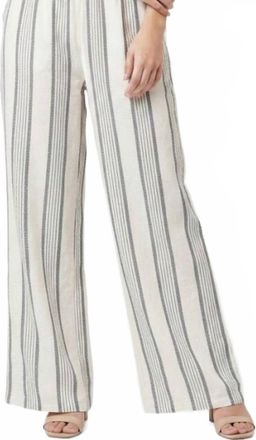 Sadie & Sage Simone Stripe Linen Pants In White/black