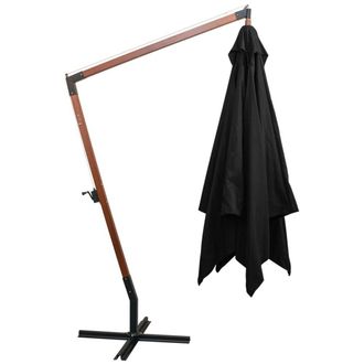 Berkfield Home Hanging Parasol with Pole Black 3x3 m Solid Fir Wood