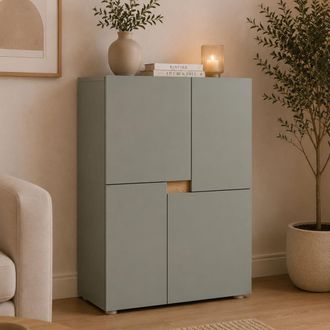 Dmora Aparador Lerinito, Alacena Un Estante, 4 Puertas, 2 Compartimentos, 60x42x84h Cm Verde