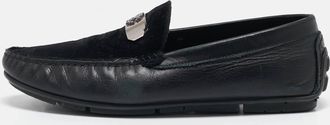 Roberto Cavalli Black Leather And Velvet Slip On Loafers
